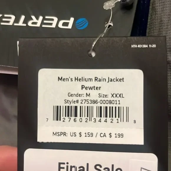 Outdoor Research Men’s Helium Rain Jacket Pewter 3XL NWT - Picture 3 of 9